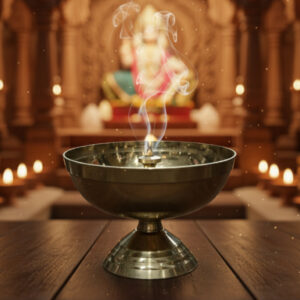 Akhand Golden Brass Extra Deep Akhand Jyoti Diya for Puja -450ml